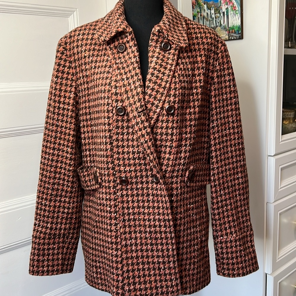 JONATHAN MICHAEL HOUNDSTOOTH WOOL BLEND‎ COAT